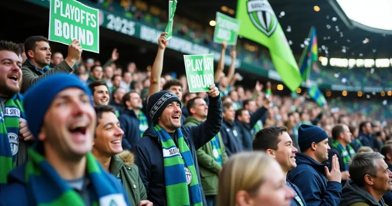 Passionate Seattle Sounders supporters cheering