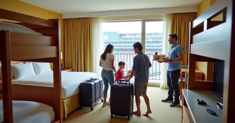 Family hotel suite with stadium view