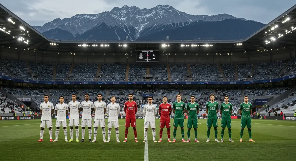 Real Madrid vs WSG Tirol in Innsbruck stadium under lights