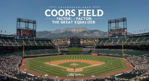 Coors Field aerial view with Rocky Mountains in background