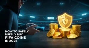 Safe FIFA coins buy 2025 with shield and coins